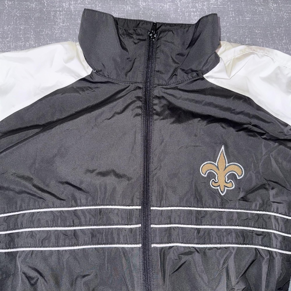 New Orleans Saints Jacket Mens Large Black NFL Football Windbreaker Full Zip‎ - Picture 3 of 11